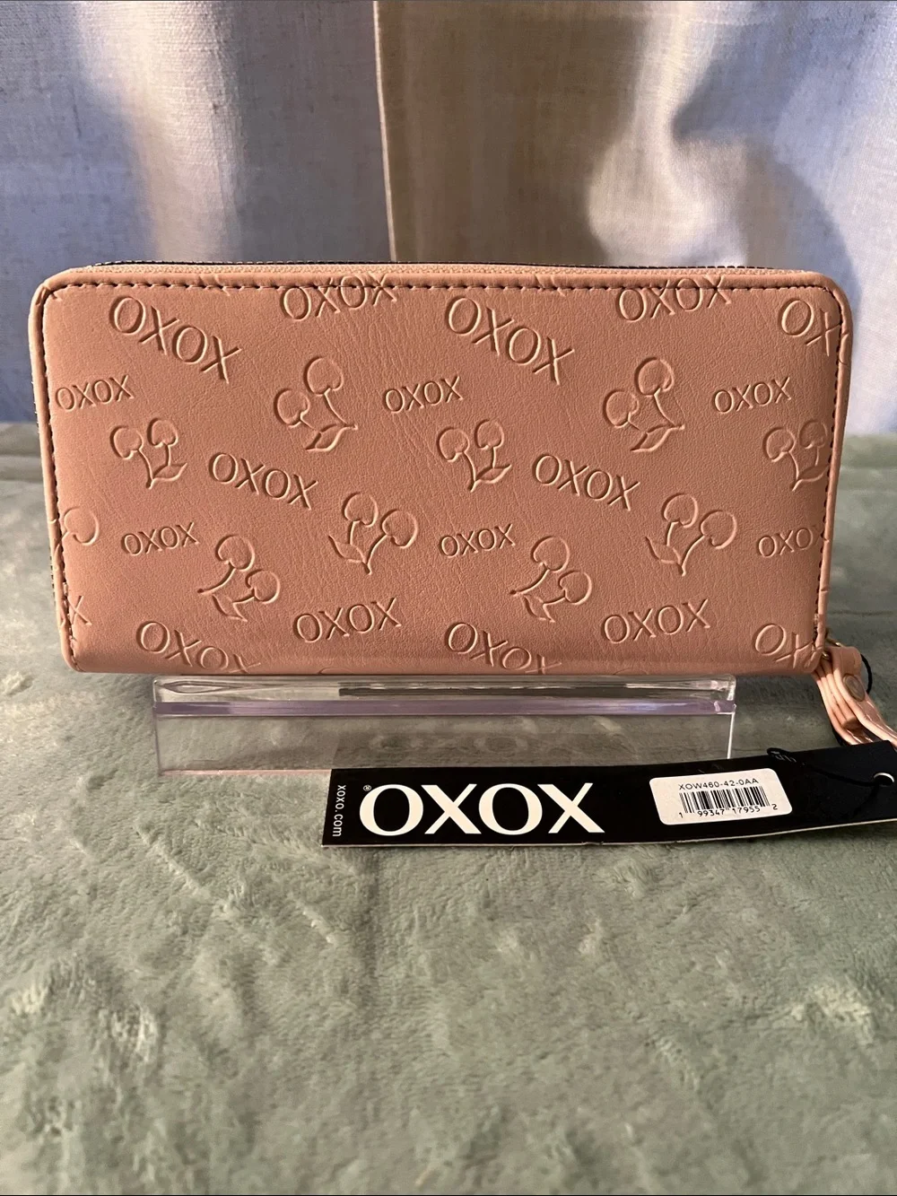 XOXO Blush Pink Zip-Around Wristlet Wallet